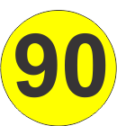 Number Ninety (90) Fluorescent Circle or Square Labels